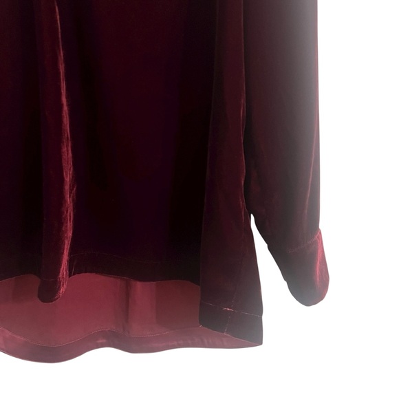 Soft Surroundings velvet blouse Red Burgundy holiday  Women's Top large festive - Picture 6 of 9